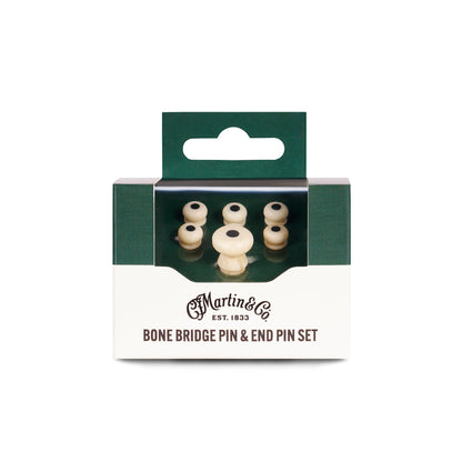 Martin Bridge and End Pin Set Bone, White with Black Inlay