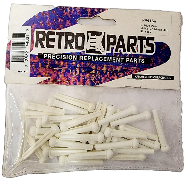 Retro Parts Plastic Bridge Pins White with Black Dot