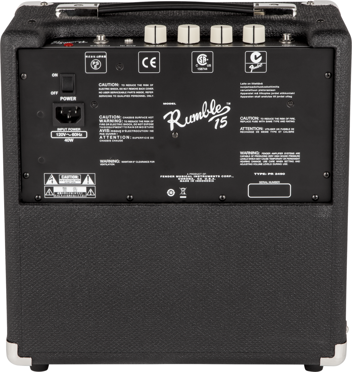 Fender Rumble 15 (V3), Black and Silver, 120V Combo Bass Amp