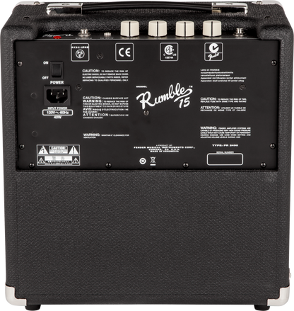 Fender Rumble 15 (V3), Black and Silver, 120V Combo Bass Amp