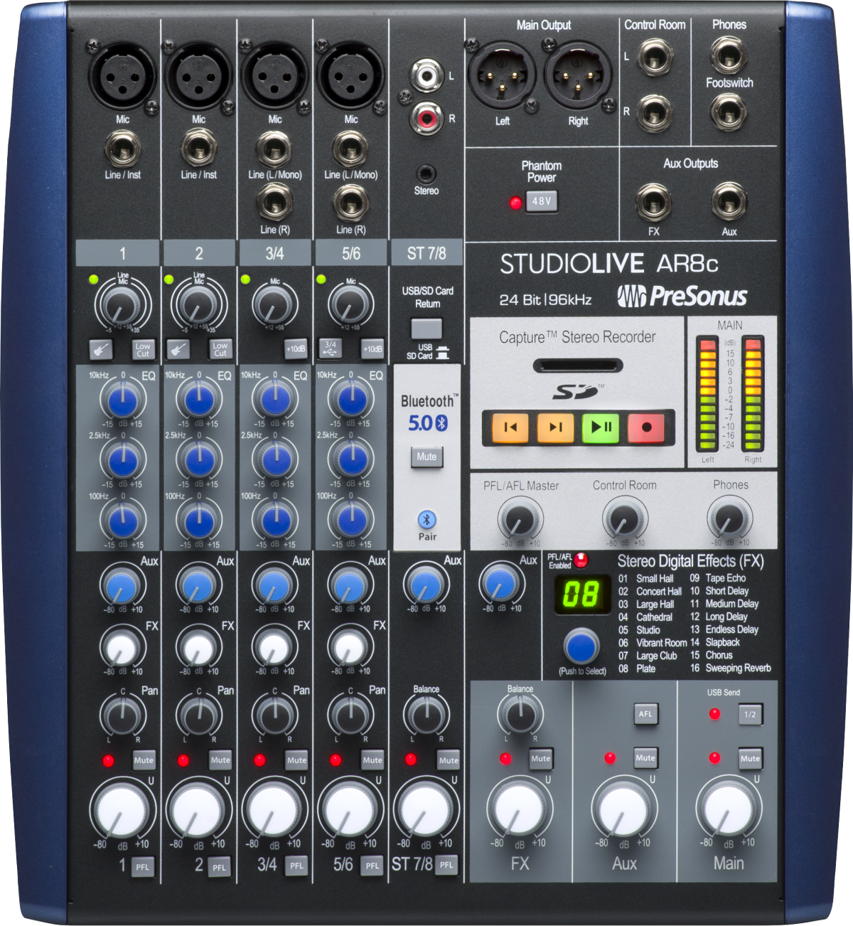 PreSonus® StudioLive® AR8c Analog Mixer, Blue - Poppa's Music 