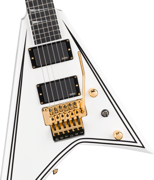 Jackson MJ Series Rhoads RR24MG, Ebony Fingerboard, White with Black Pinstripes Gold Hardware with Floyd Rose 2904001876