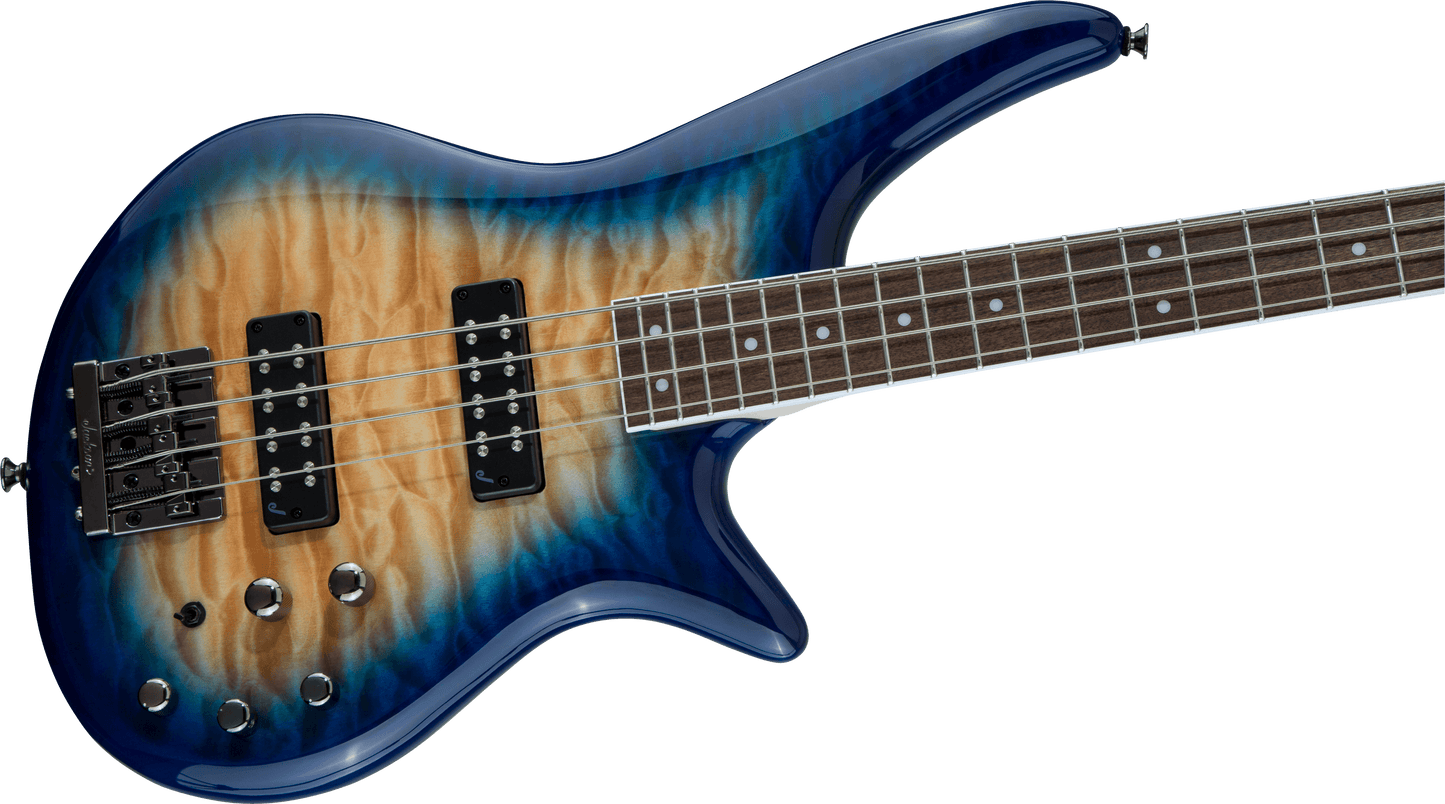 Jackson JS Series Spectra Bass JS3Q, Laurel Fingerboard, Amber Blue Burst 2919007558