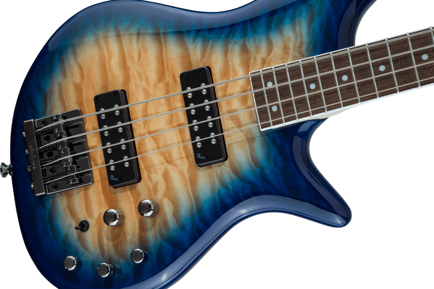 Jackson JS Series Spectra Bass JS3Q, Laurel Fingerboard, Amber Blue Burst 2919007558