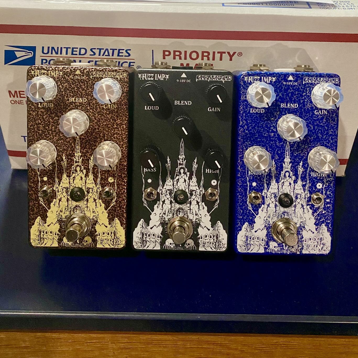 Fuzz Imp Furia Heavy Metal Distortion Pedal, Hammered Copper Enclosure