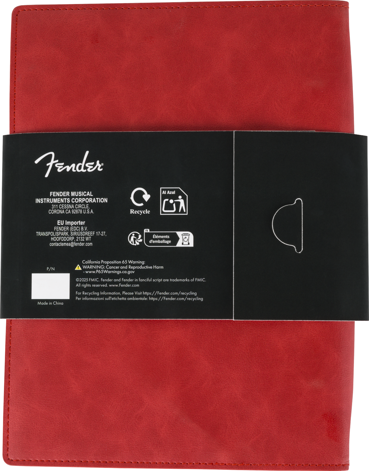 Fender™ Vegan Leather Music Note Book, Dakota Red