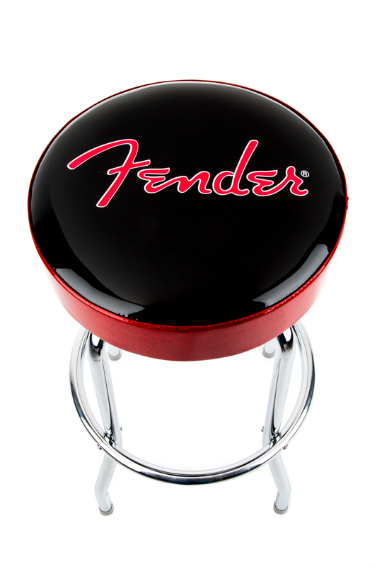 Fender® Red Sparkle Logo Barstool, Black/Red Sparkle 30"