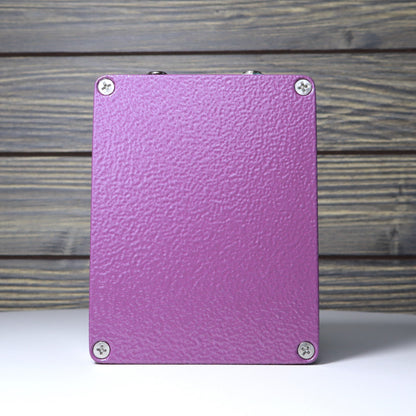 Fuzz Imp Sender V Pi Distortion with Heavy Metal Boost Guitar Pedal Hammered Purple Enclosure