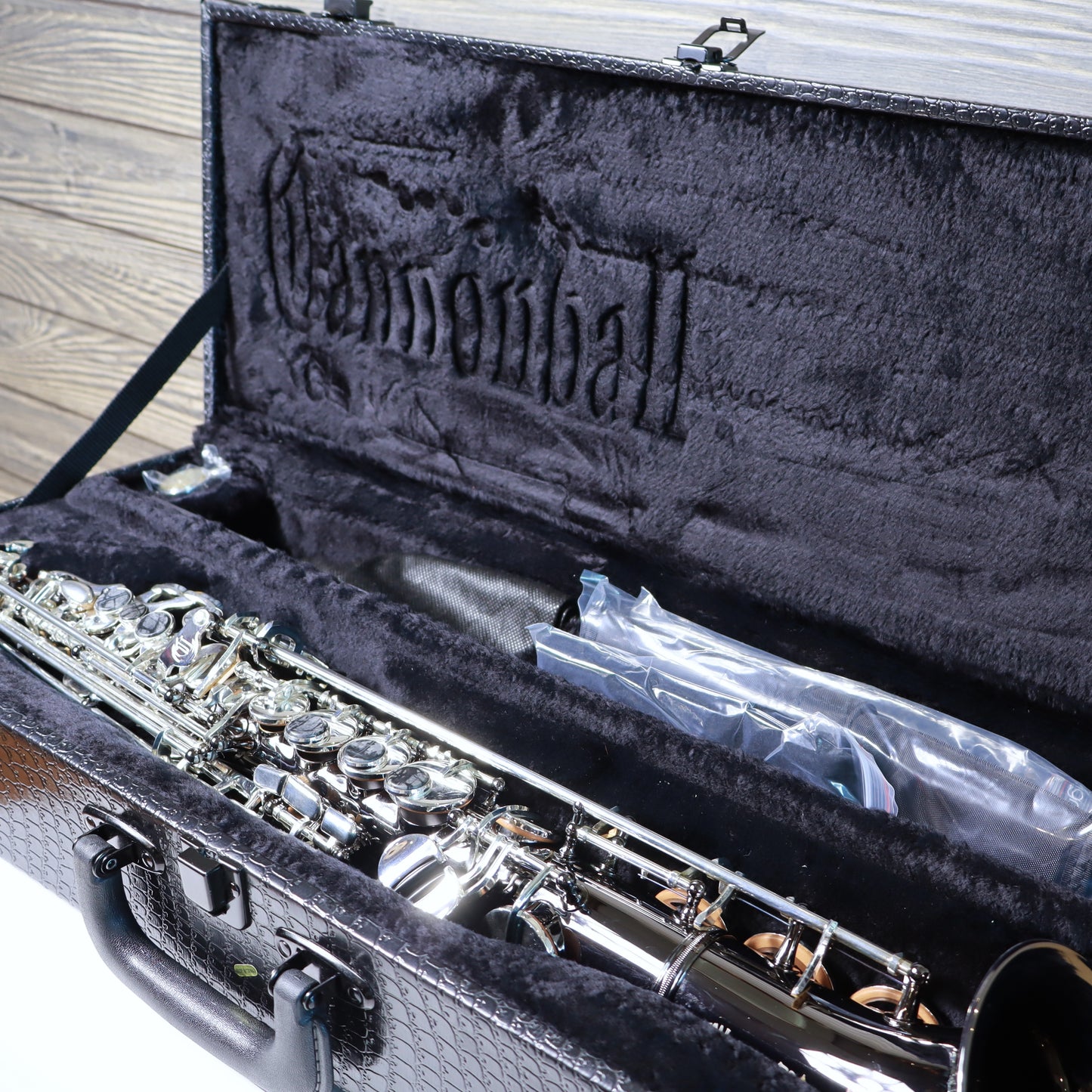 Cannonball Big Bell Stone Series Arc Soprano Sax Black with Silver Keys - SA5-BS