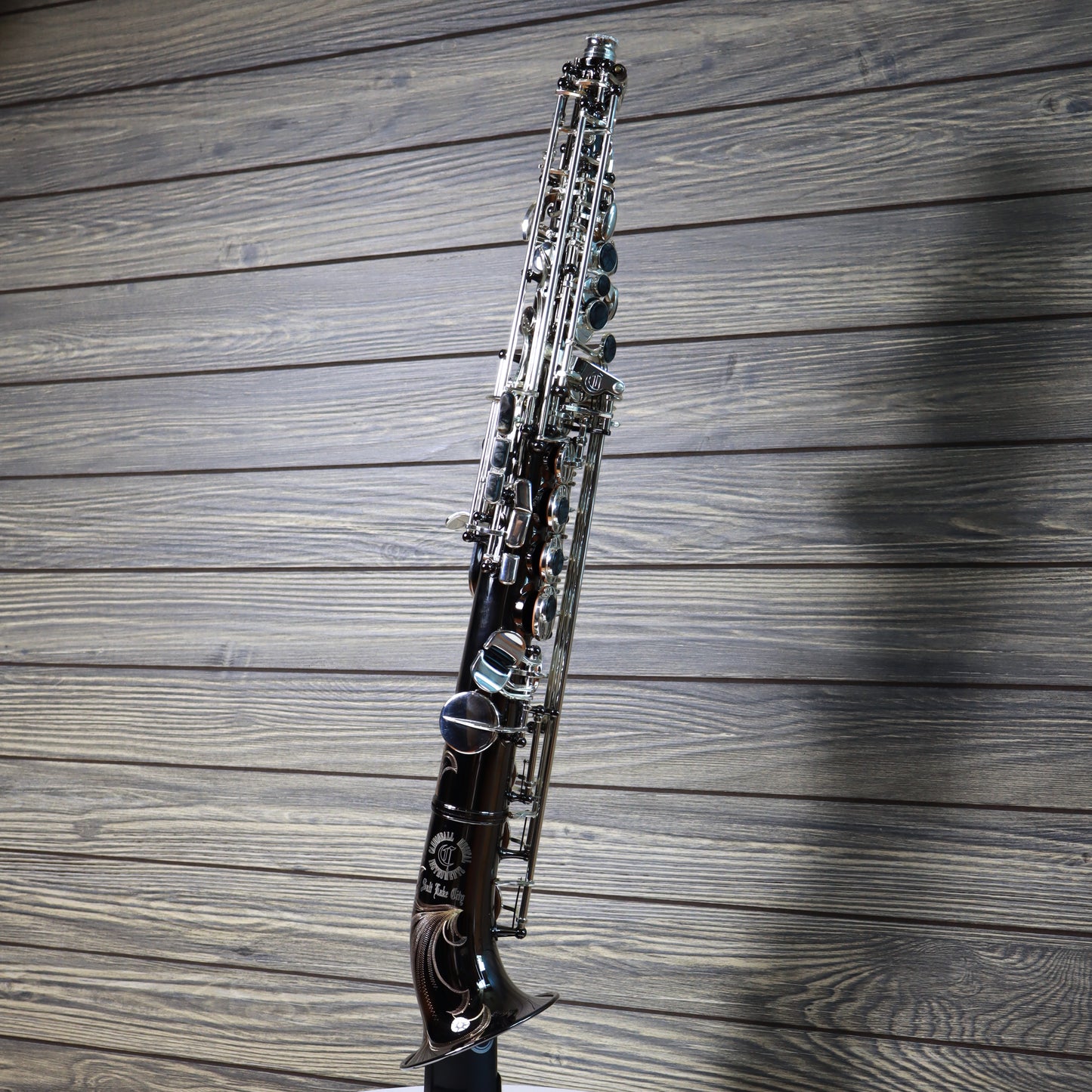 Cannonball Big Bell Stone Series Arc Soprano Sax Black with Silver Keys - SA5-BS