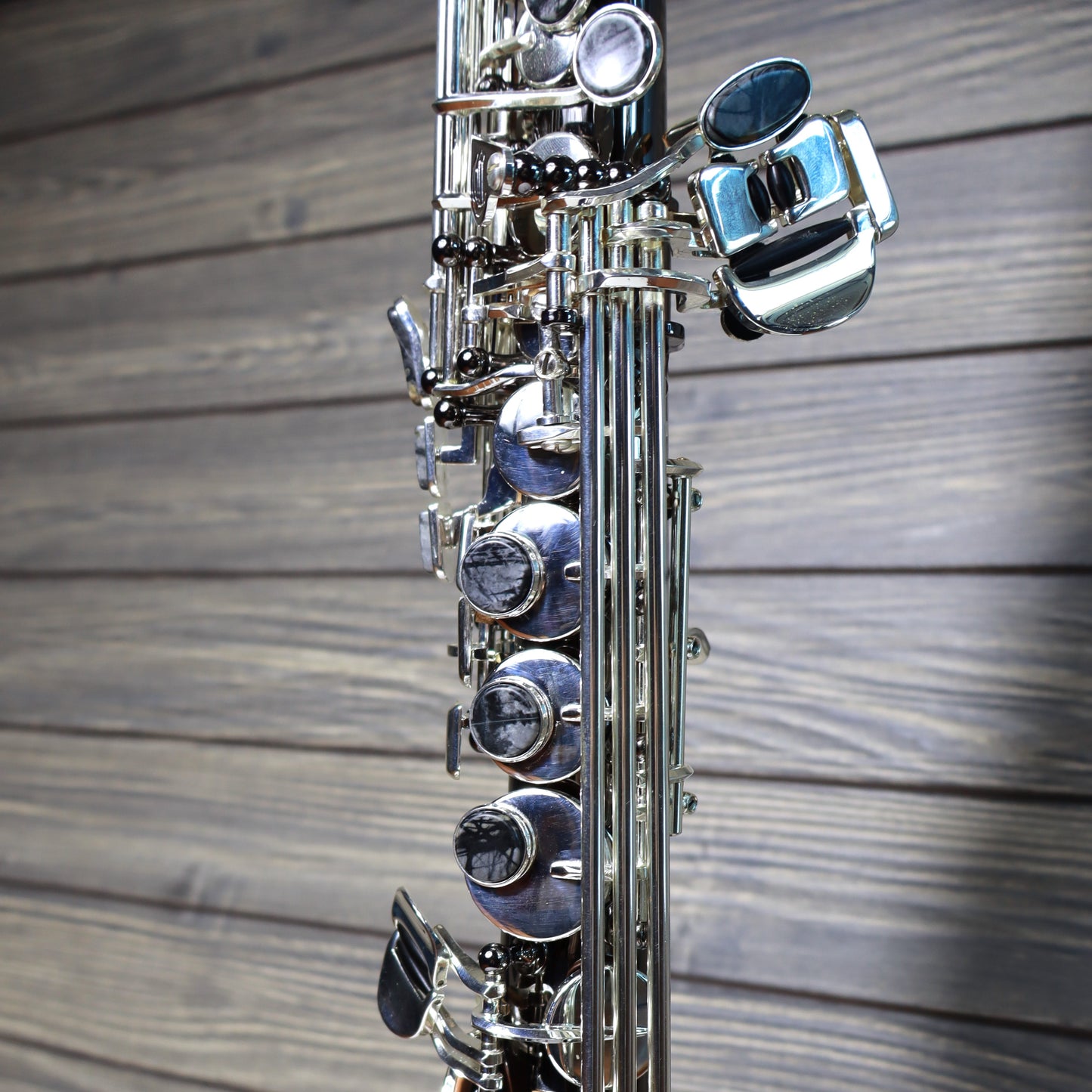 Cannonball Big Bell Stone Series Arc Soprano Sax Black with Silver Keys - SA5-BS