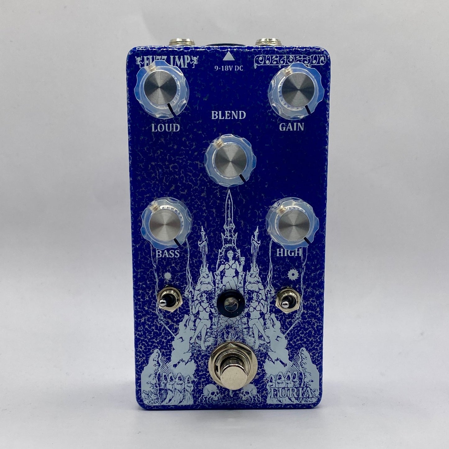 Fuzz Imp Furia Heavy Metal Distortion Pedal, Hammered Blue Enclosure