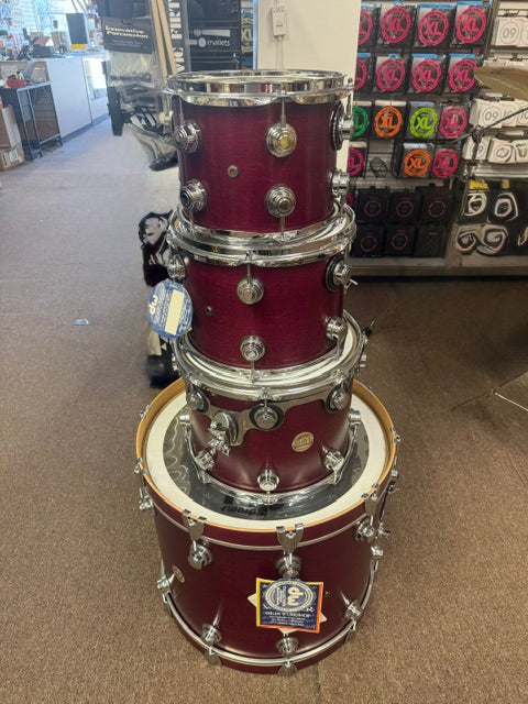 Used 1999 Drum Workshop DW Collectors Series 4 Piece Maple Kit Cherry Satin Oil
