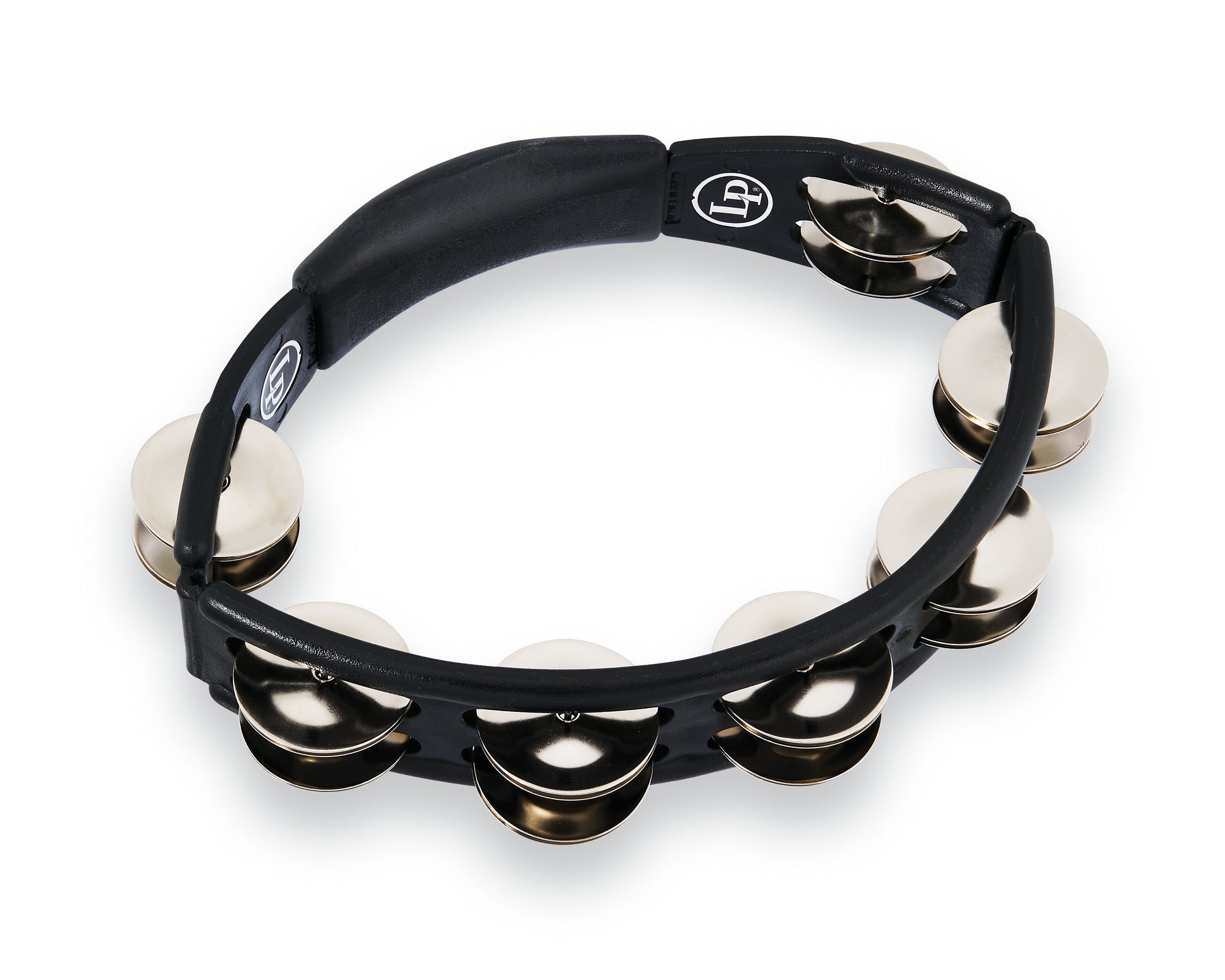 Latin Percussion LP150 Cyclops Handheld Tambourine - Black with Steel Jingles - Poppa's Music 