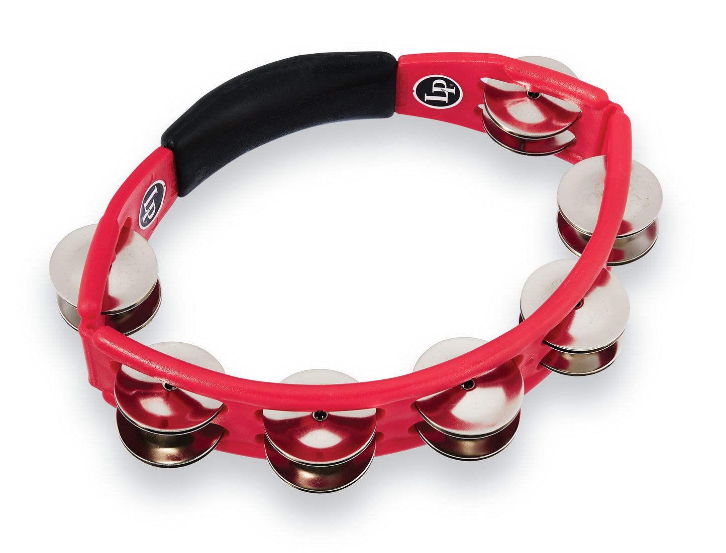 Latin Percussion LP151 Cyclops Handheld Tambourine - Red with Steel Jingles - Poppa's Music 