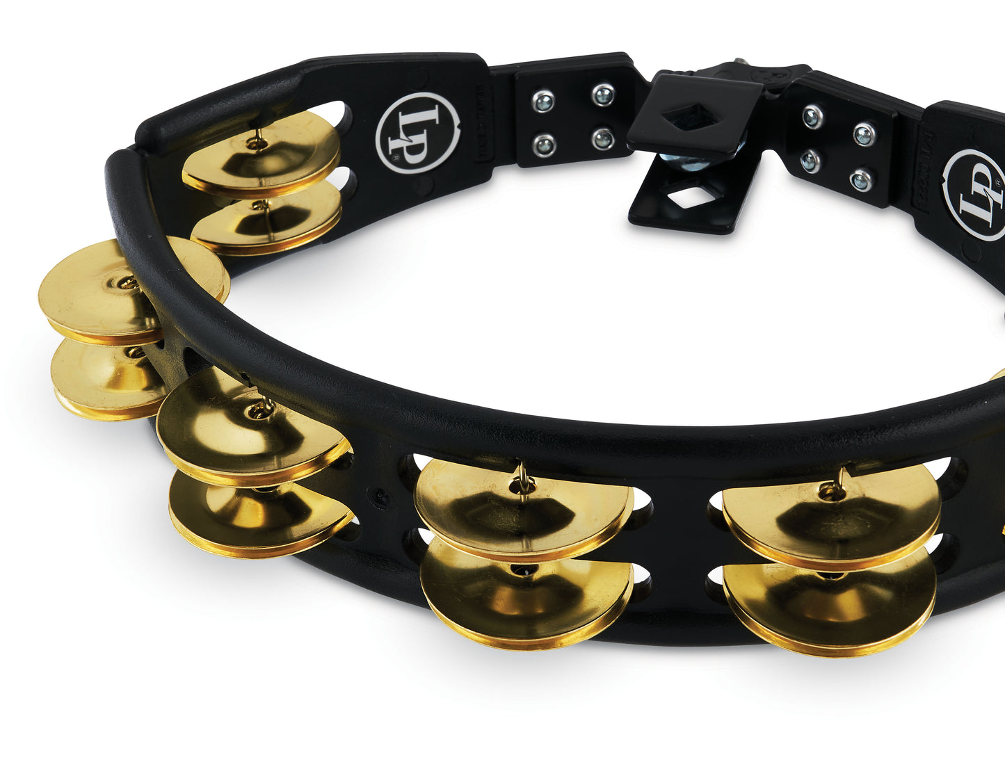 Latin Percussion LP170 Cyclops Handheld Tambourine - Black with Brass Jingles - Poppa's Music 