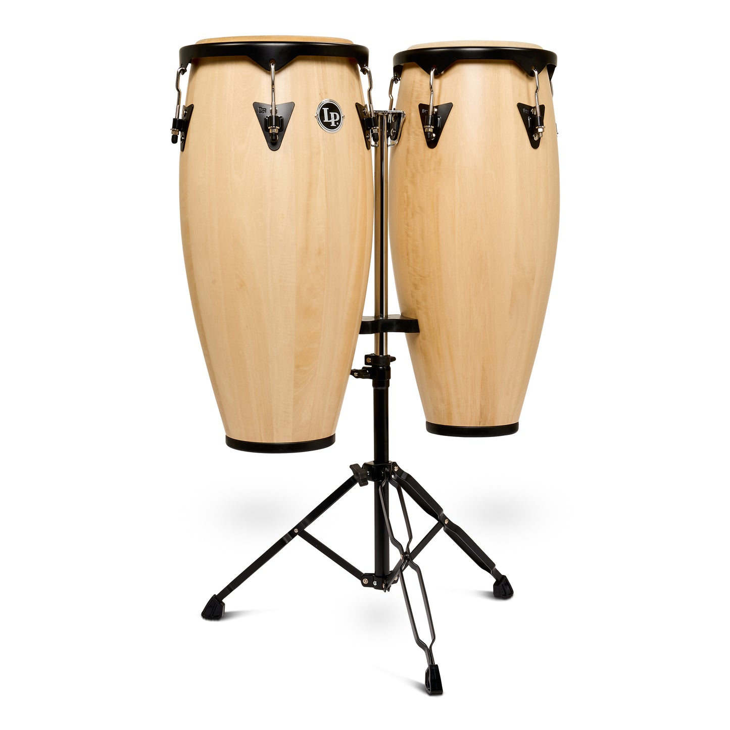 Latin Percussion City II 10-11 Conga Set Mango w/Double Stand, Natural Black LP646NYII-AW