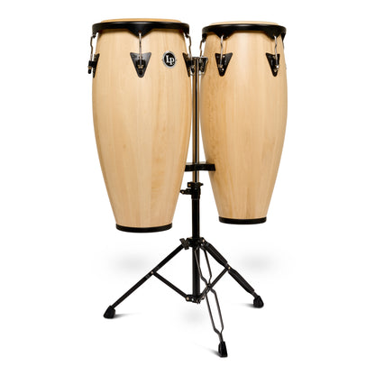 Latin Percussion City II 10-11 Conga Set Mango w/Double Stand, Natural Black LP646NYII-AW
