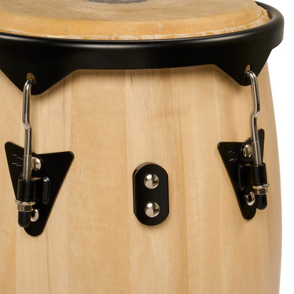 Latin Percussion City II 10-11 Conga Set Mango w/Double Stand, Natural Black LP646NYII-AW