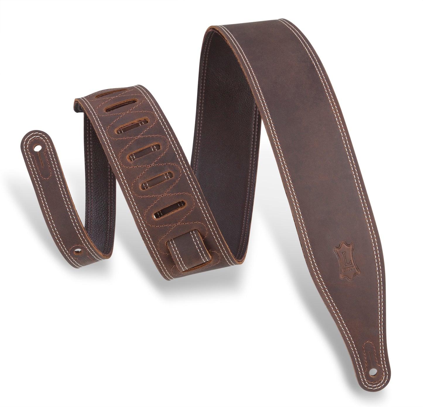 Levy's Like Butter Series Dark Brown 2.5" Leather Guitar Strap M17BDS-DBR