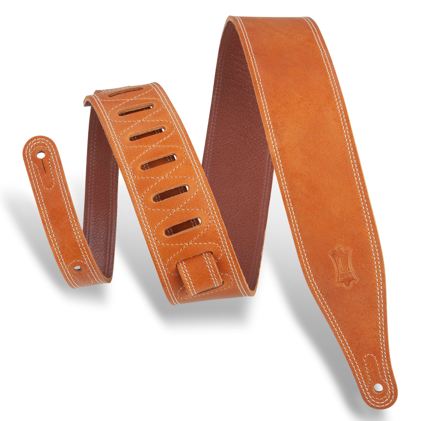 Levy's Like Butter Series Tan 2.5" Leather Guitar Strap M17BDS-TAN