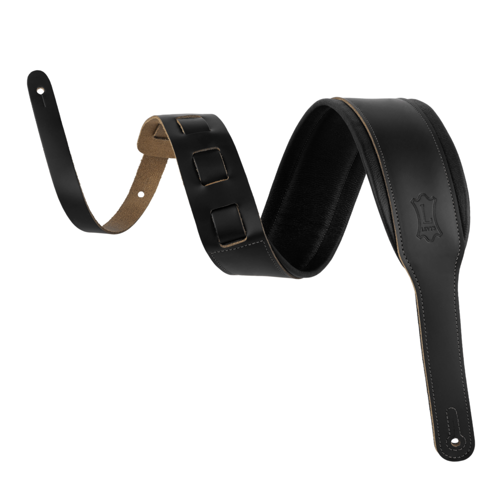 Levy's Black Acoustic Leather Guitar Strap M26PD-BLK-ACO