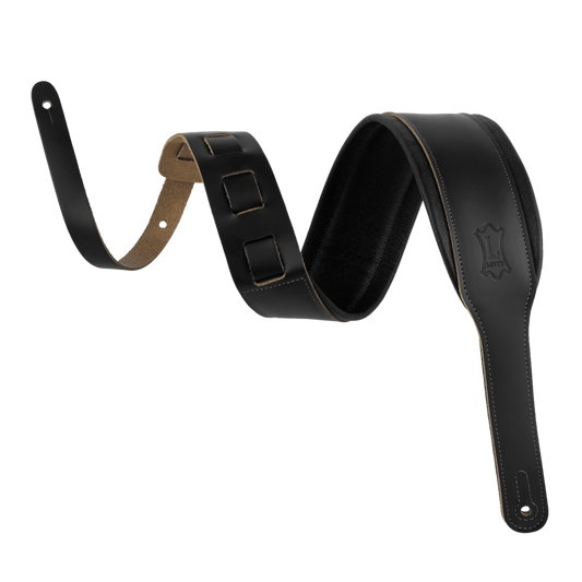 Levy's Black Acoustic Leather Guitar Strap M26PD-BLK-ACO