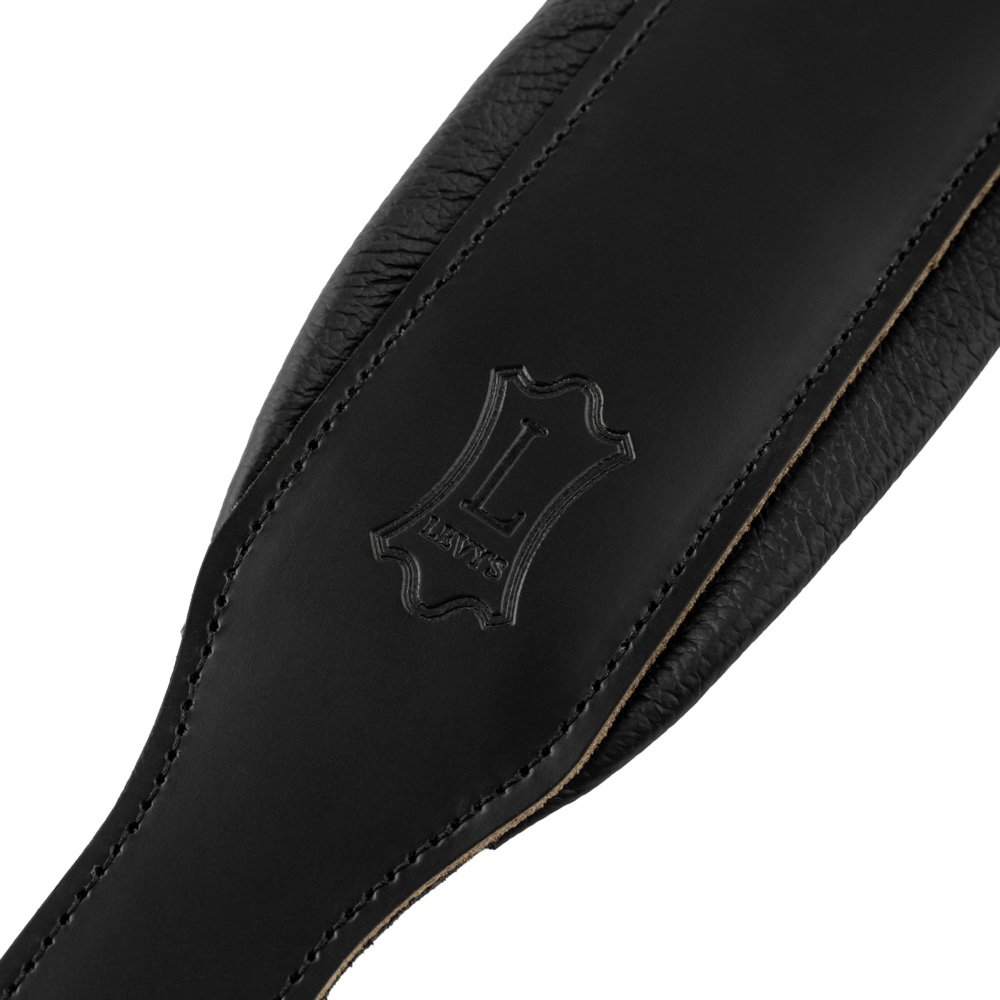 Levy's Black Acoustic Leather Guitar Strap M26PD-BLK-ACO