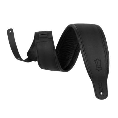 Levy's Amped Leather Series Black Matte Leather Guitar Strap M26PD-BLK-MAT