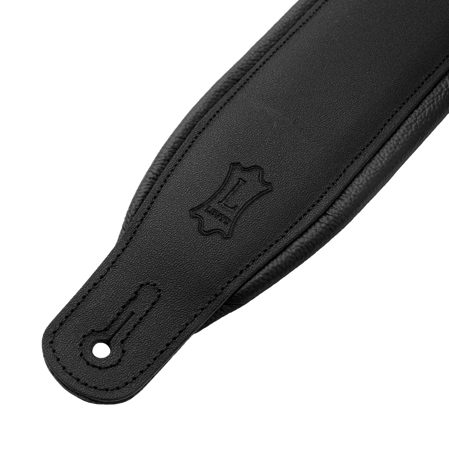 Levy's Amped Leather Series Black Matte Leather Guitar Strap M26PD-BLK-MAT