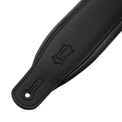 Levy's Amped Leather Series Black Matte Leather Guitar Strap M26PD-BLK-MAT