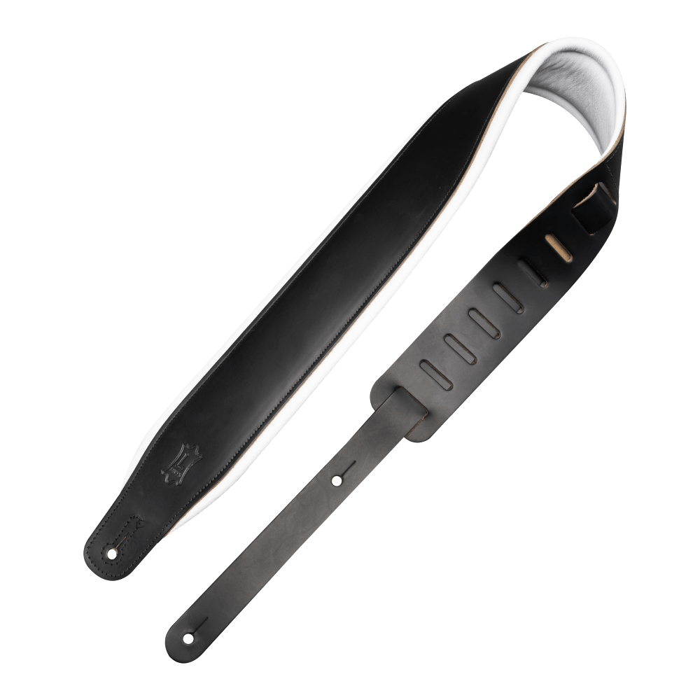 Levy's 3" Wide Top Grain Amped Series Leather Guitar Straps - Tuxedo M26PD-BLK_WHT