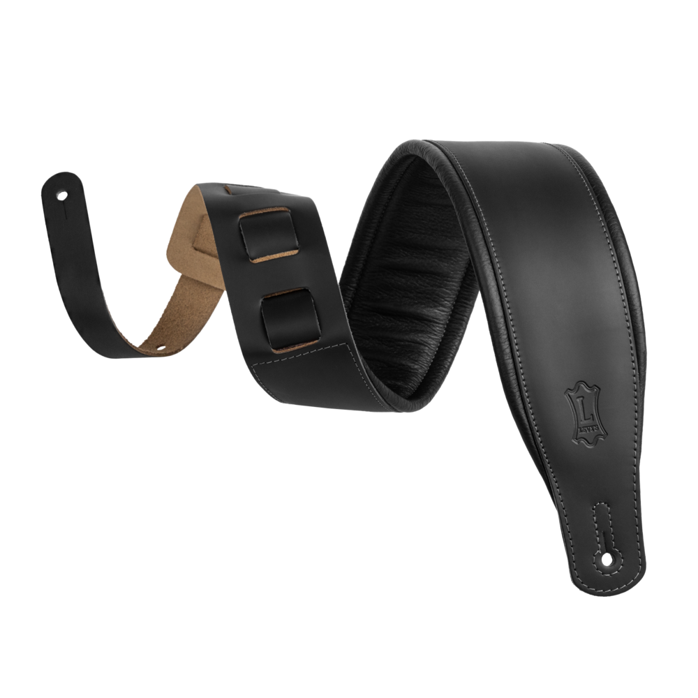 Levy's Black Acoustic Leather Guitar Strap M26PD-BLK