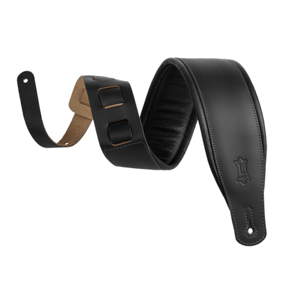 Levy's Black Acoustic Leather Guitar Strap M26PD-BLK