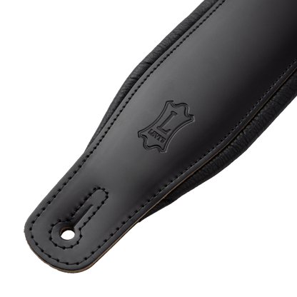 Levy's Black Acoustic Leather Guitar Strap M26PD-BLK
