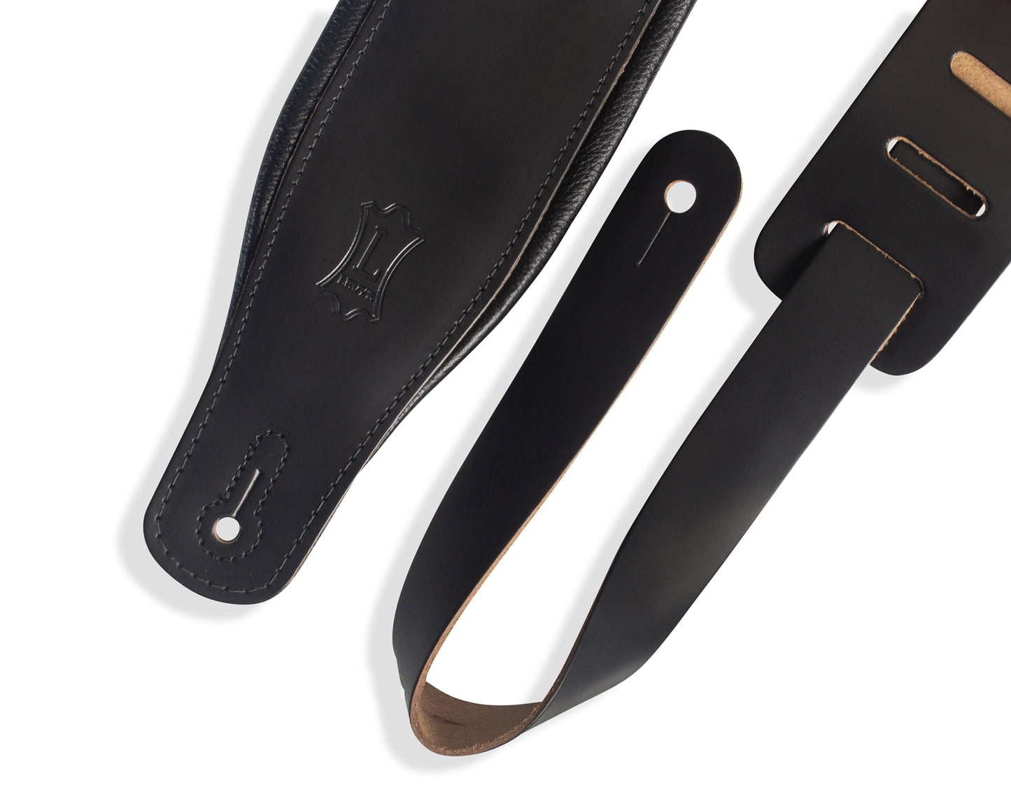Levy's Amped Leather Series Black Leather Guitar Strap M26PD-BLK