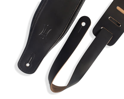 Levy's Amped Leather Series Black Leather Guitar Strap M26PD-BLK