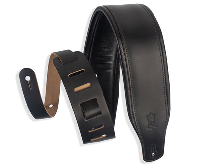 Levy's Amped Leather Series Black Leather Guitar Strap M26PD-BLK