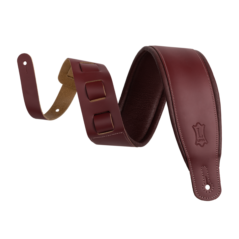 Levy's Burgundy Leather Guitar Strap M26PD-BRG-BRG
