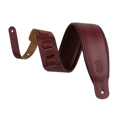 Levy's Burgundy Leather Guitar Strap M26PD-BRG-BRG