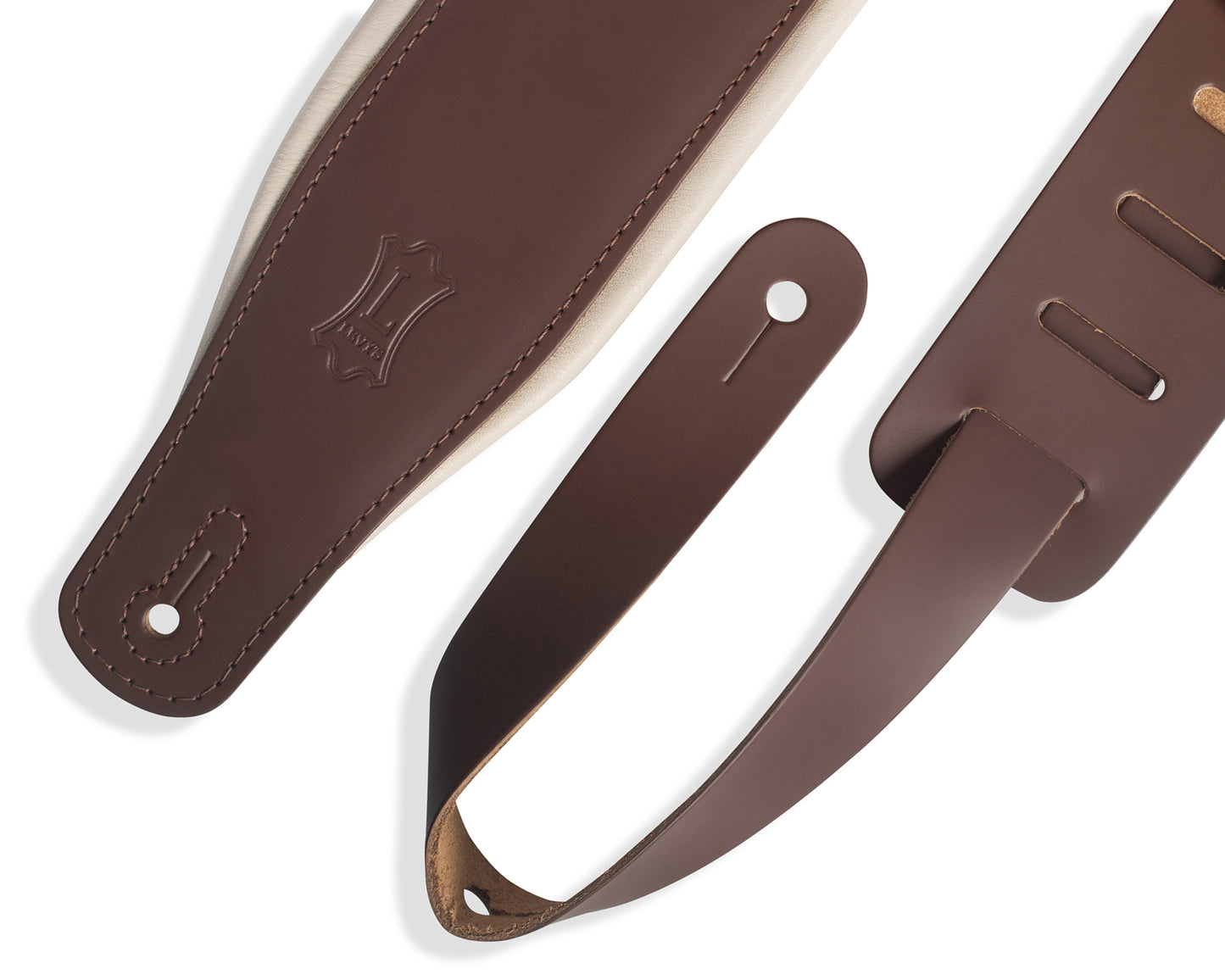 Levy's 3" Wide Brown over Cream Amped Series Leather Guitar Strap