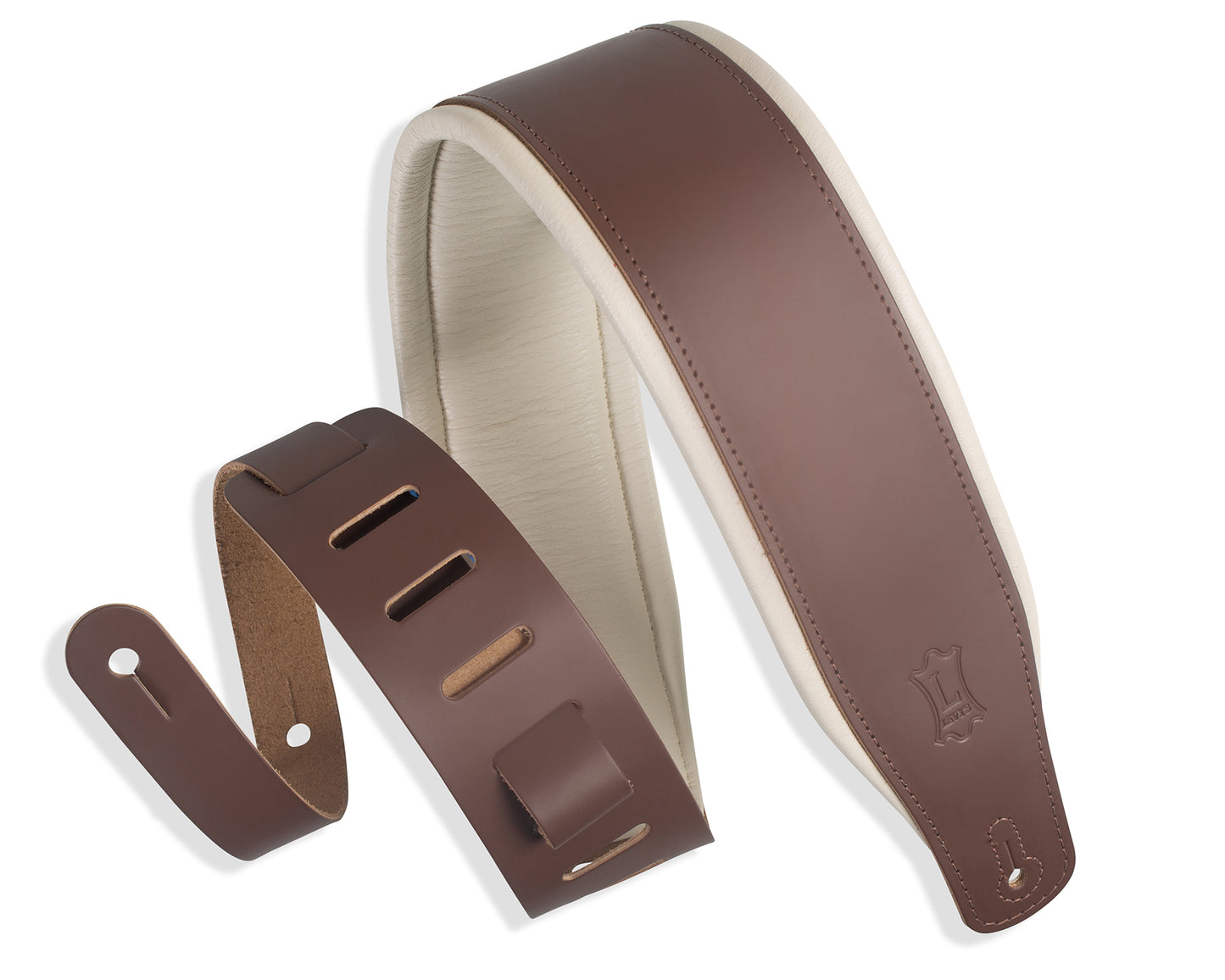 Levy's 3" Wide Brown over Cream Amped Series Leather Guitar Strap