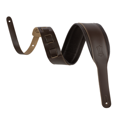 Levy's Dark Brown Acoustic Leather Guitar Strap M26PD-DBR-ACO