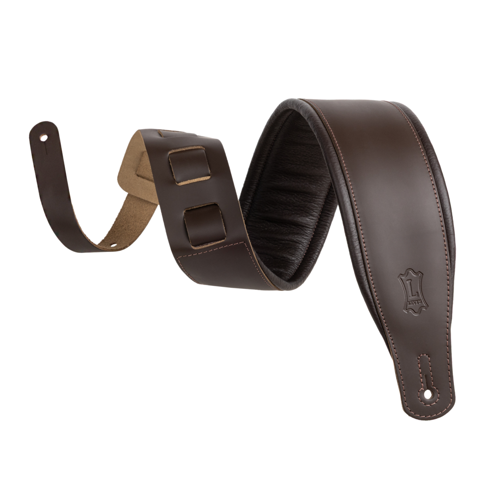 Levy's Extra Long Dark Brown Leather Guitar Strap M26PD-DBR-XL