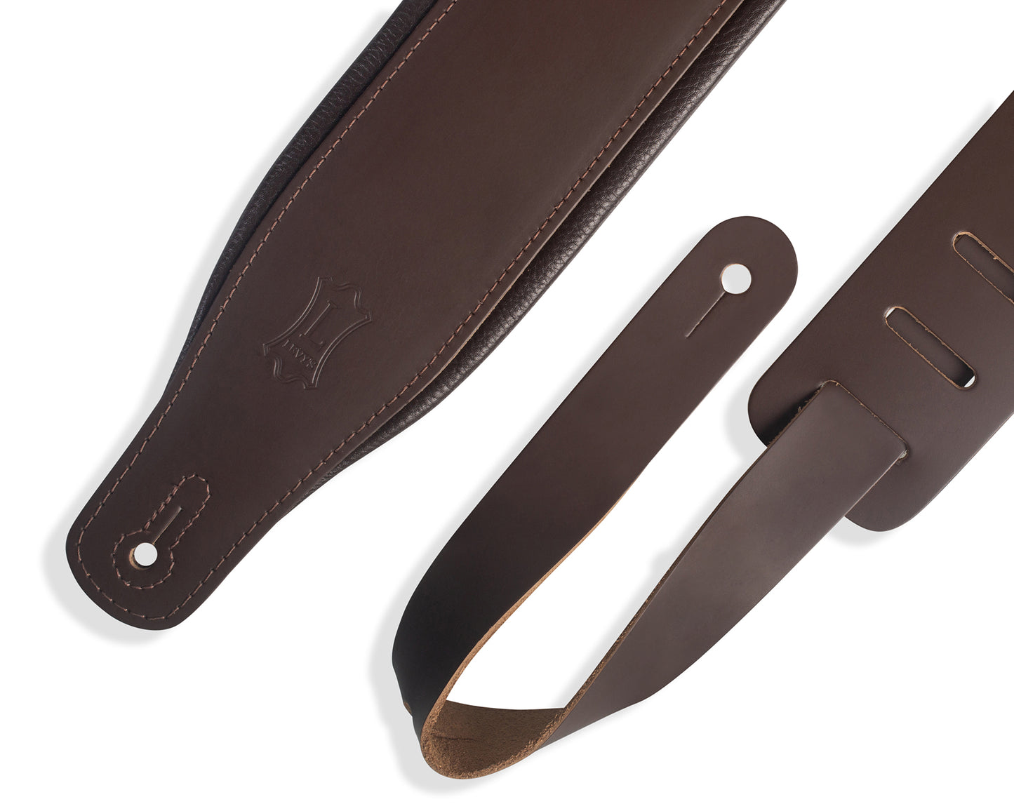 Levy's 3" Wide Dark Brown Amped Series Leather Guitar Strap M26PD-DBR_DBR