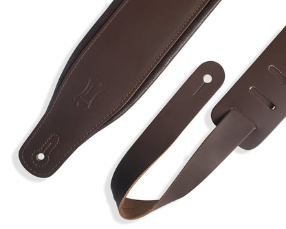 Levy's 3" Wide Dark Brown Amped Series Leather Guitar Strap M26PD-DBR_DBR