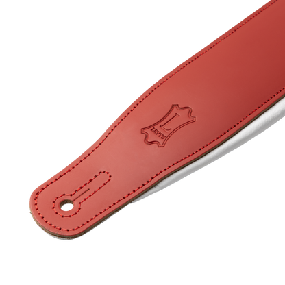 Levy's Red Leather Guitar Strap with White Backing M26PD-RED-WHT