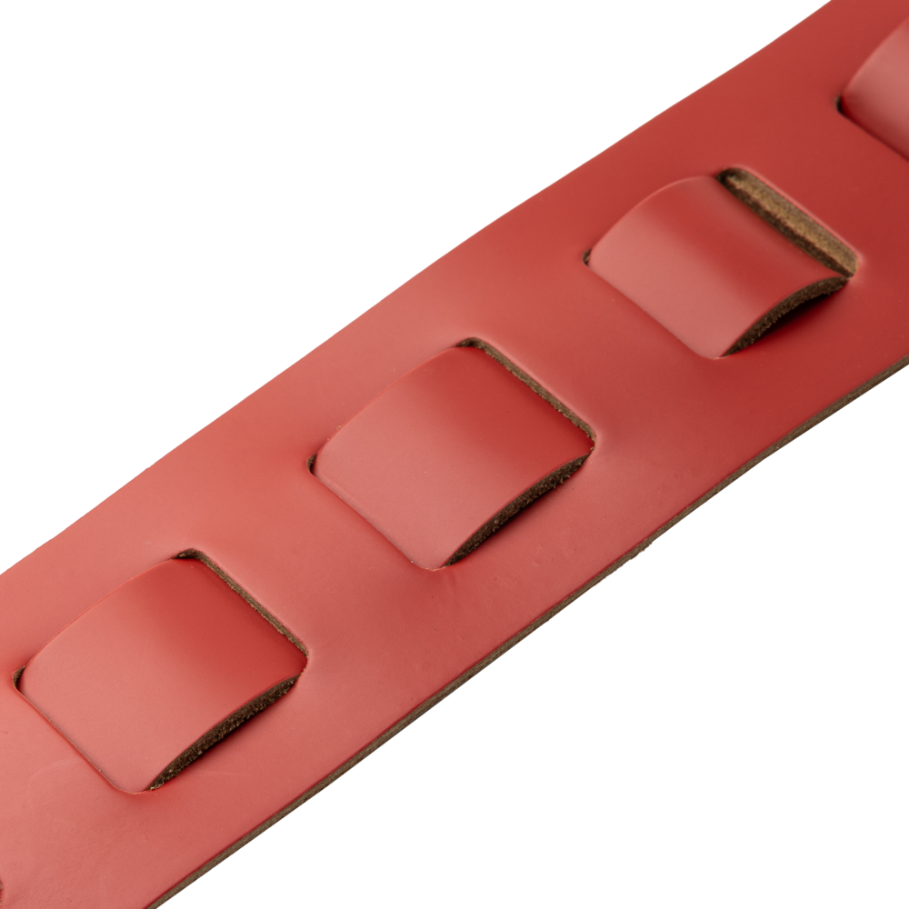 Levy's Red Leather Guitar Strap with White Backing M26PD-RED-WHT