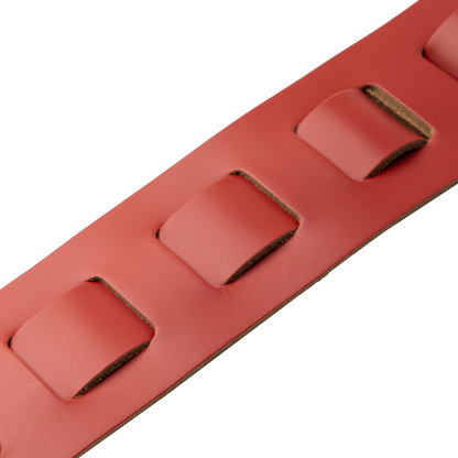 Levy's Red Leather Guitar Strap with White Backing M26PD-RED-WHT