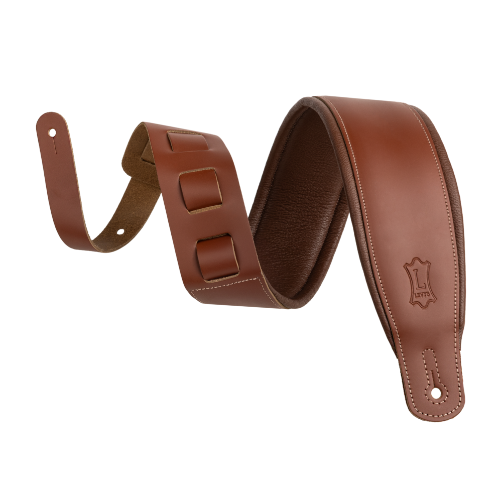 Levy's Walnut Leather Guitar Strap M26PD-WAL-BRN